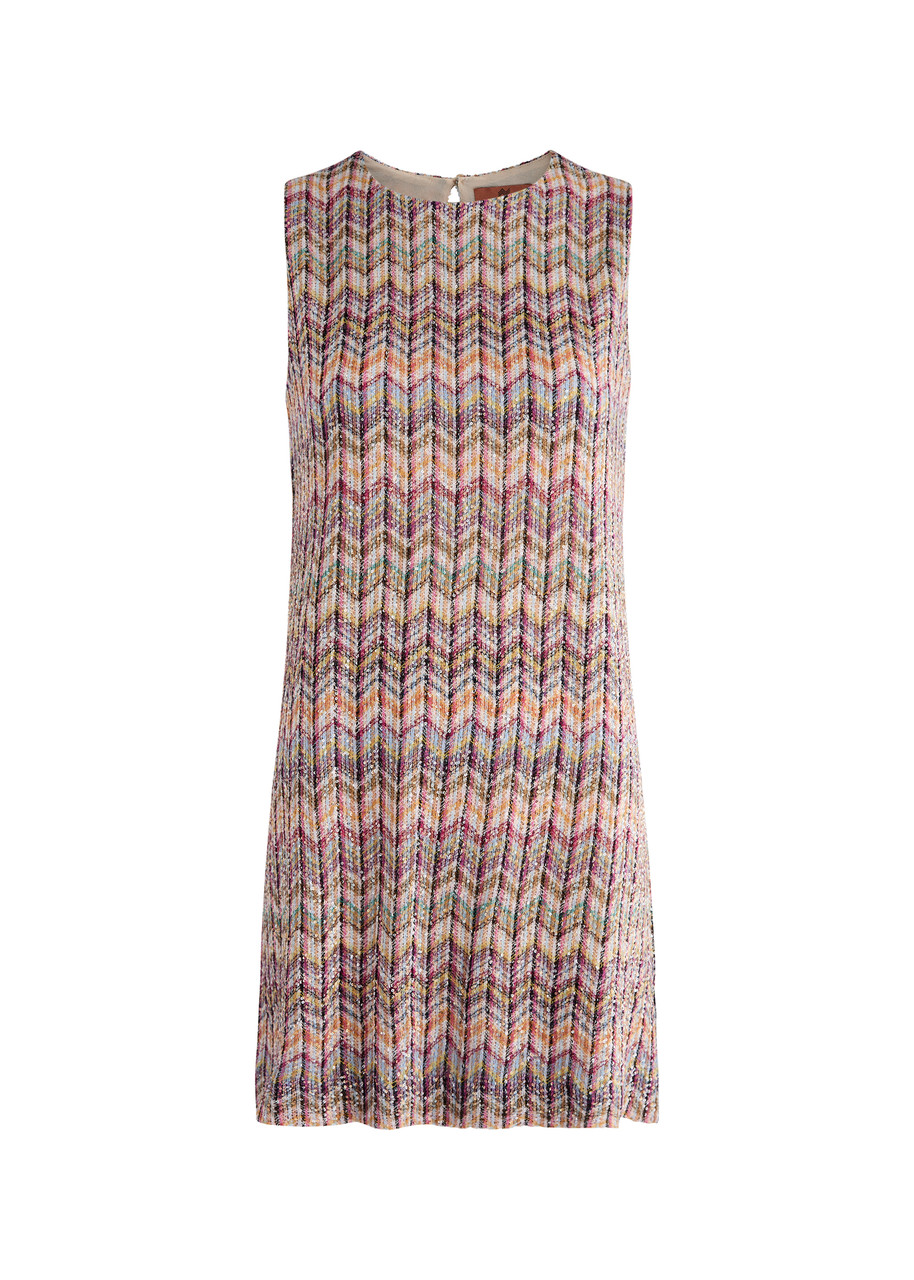 Missoni Zigzag Embellished Cotton-blend Mini Dress In Multicoloured