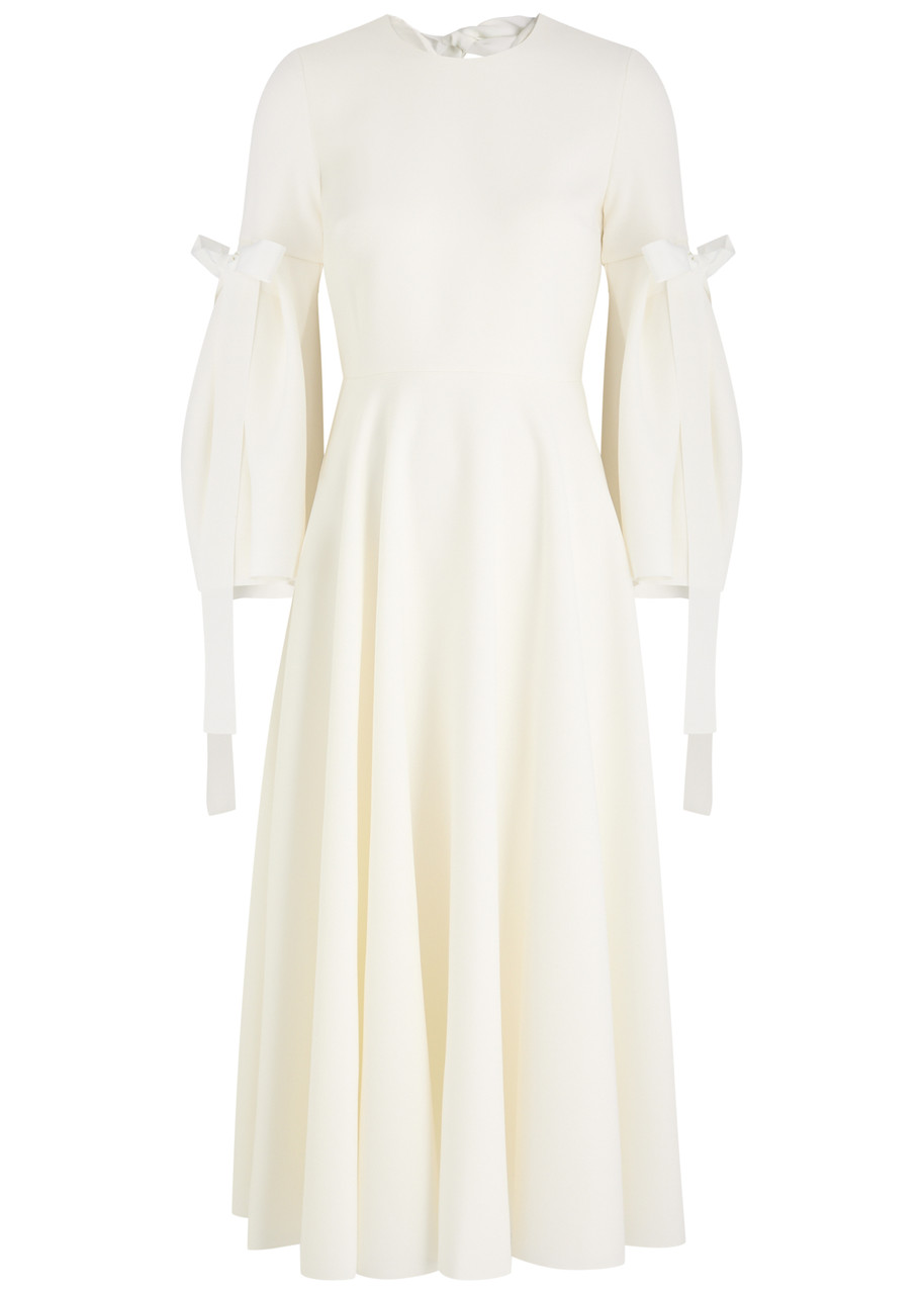 Roksanda Calmina Bow-embellished Midi Dress In Ivory