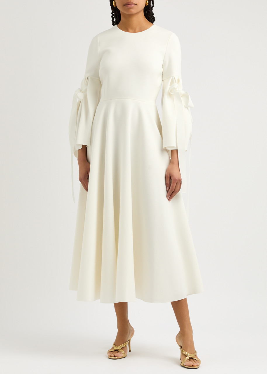 Roksanda Calmina Bow-embellished Midi Dress In Ivory