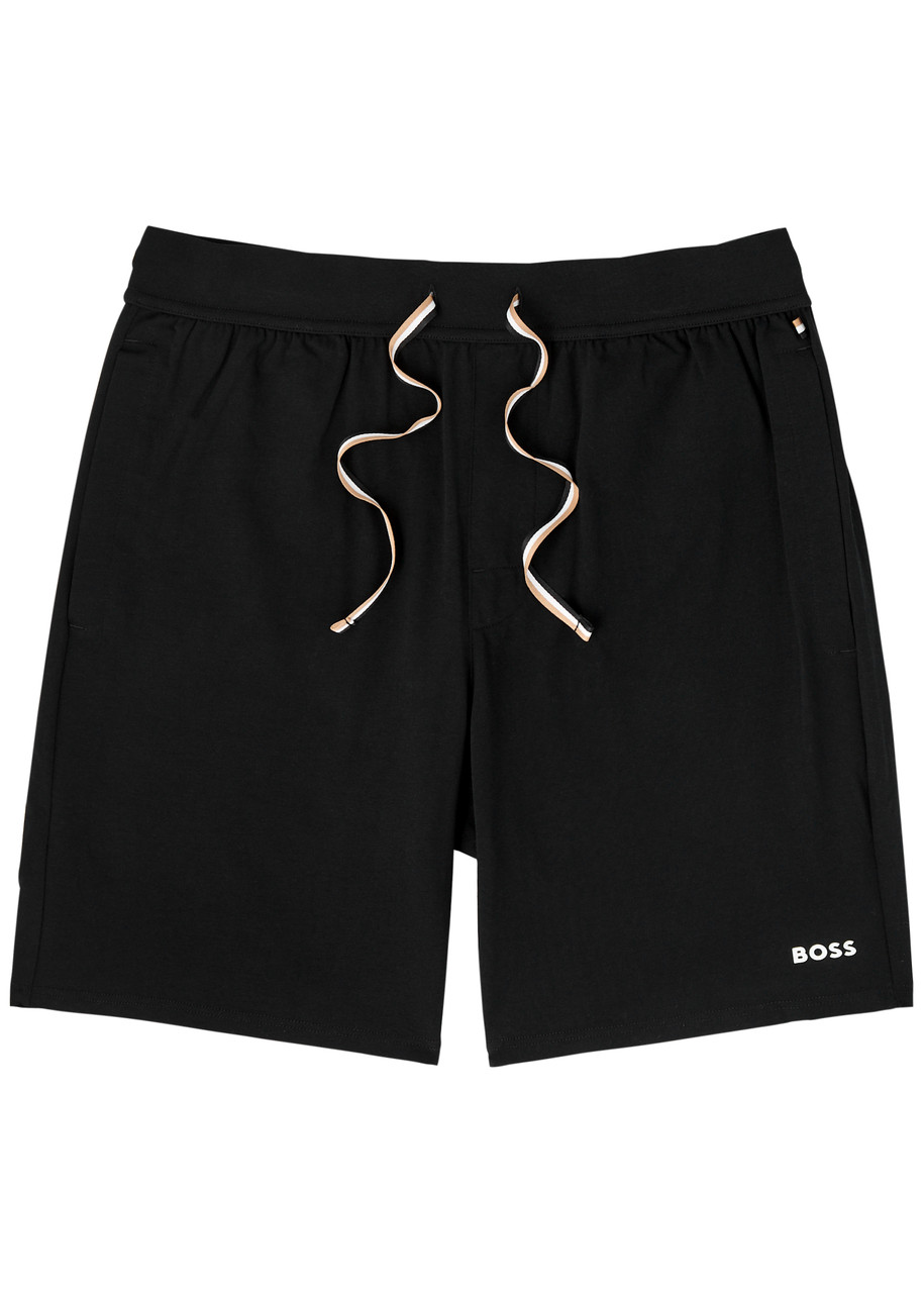 Boss Unique Logo-print Stretch-cotton Shorts - Black- S