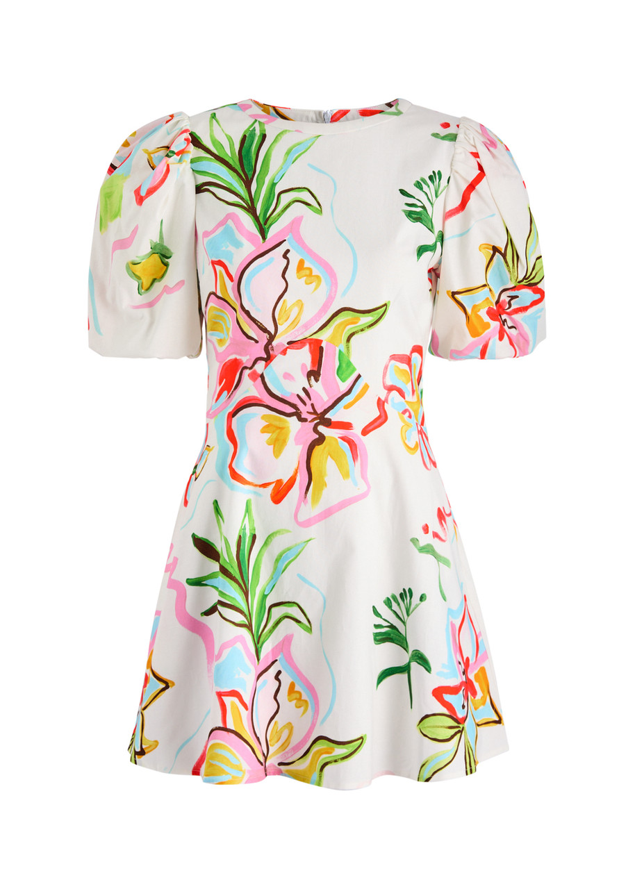 Olivia Rubin Ria Floral-print Cotton Mini Dress In White