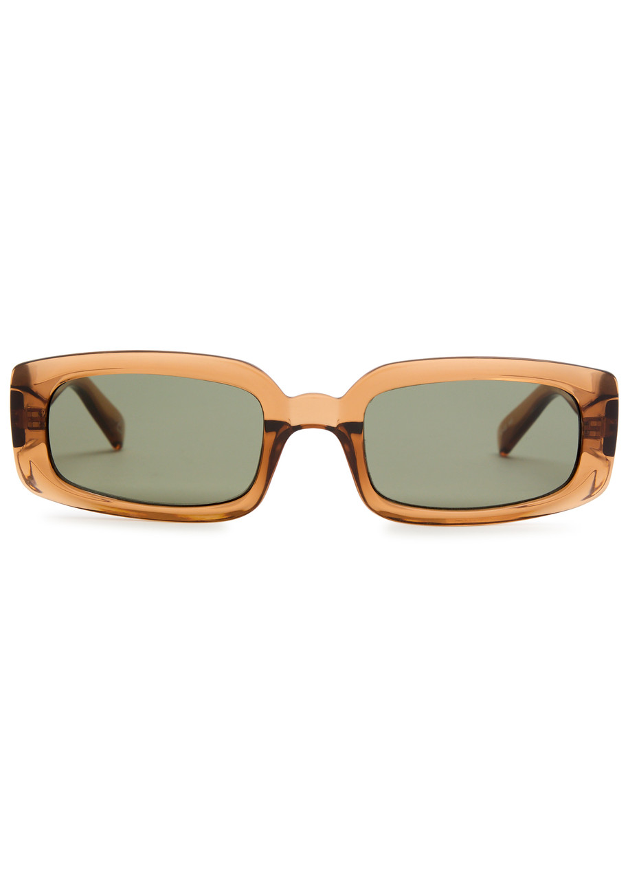  Le Specs Dynamite Rectangle-frame Sunglasses - Brown - One Size 