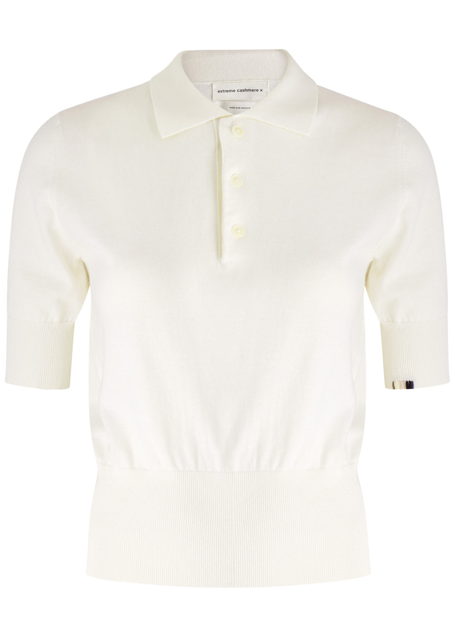 Extreme Cashmere N°351 Park Cotton-blend Polo Top In Neutral