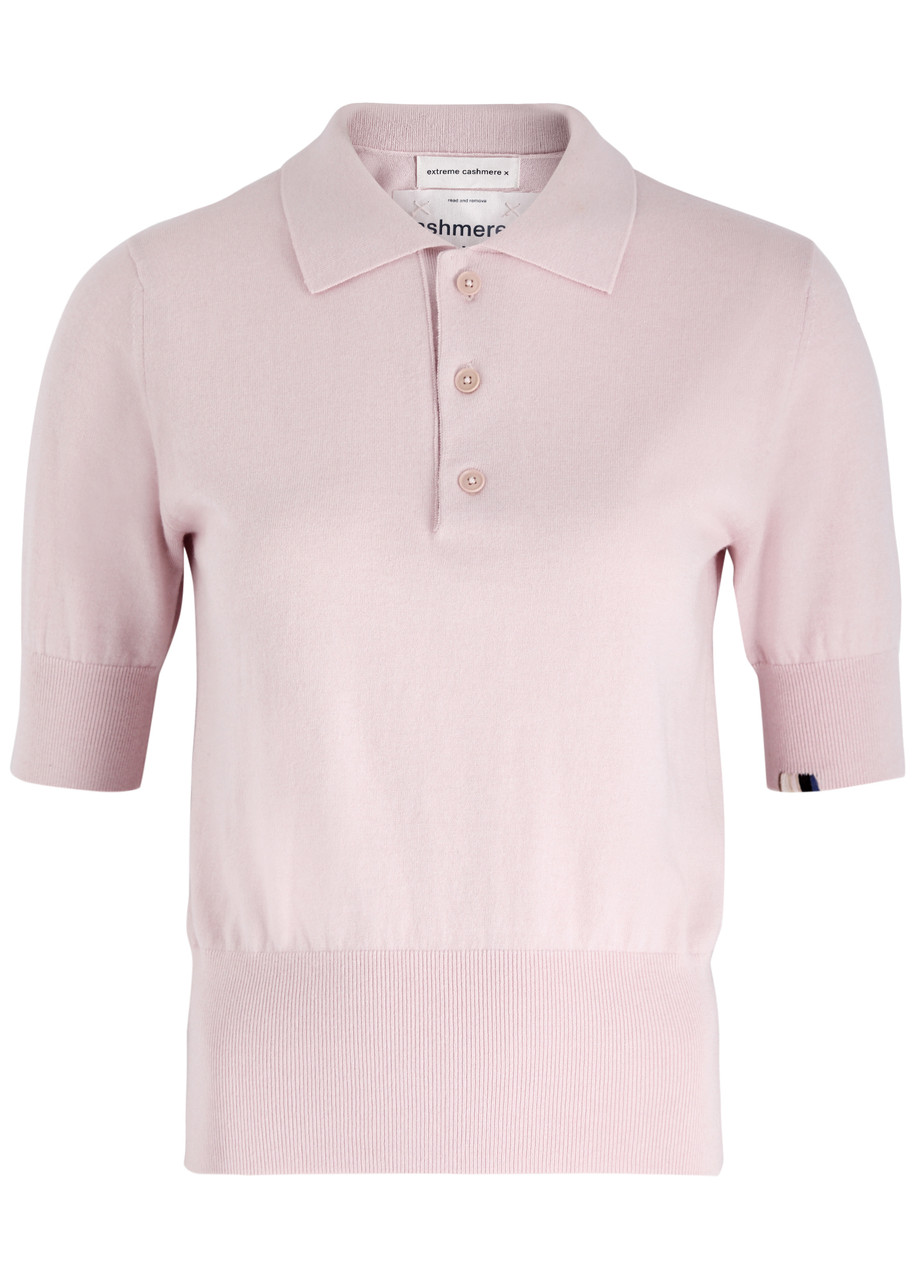 Extreme Cashmere N°351 Park Cotton-blend Polo Top In Pink