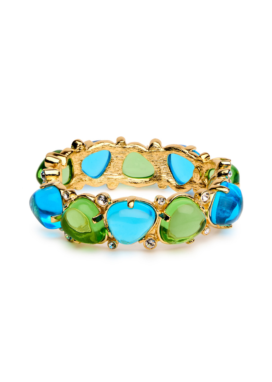 Kenneth Jay Lane Crystal-embellished Hinged Bracelet In Blue