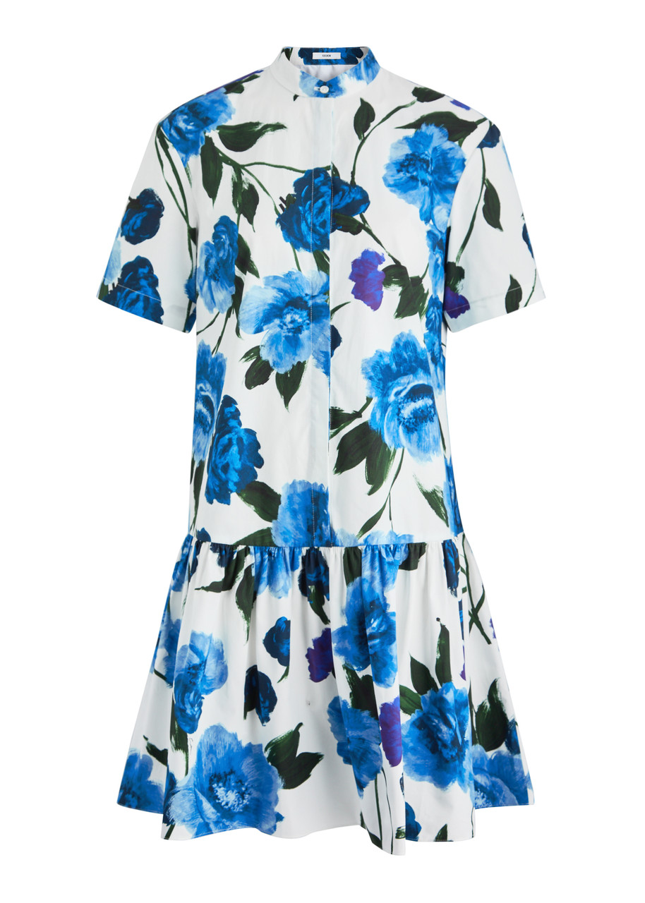 Erdem Floral-print Cotton-poplin Mini Dress - Multi Print - 14 (UK14 / L)
