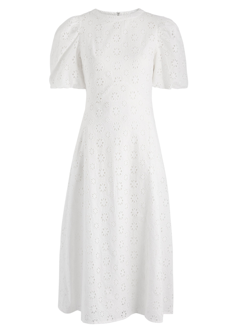 Olivia Rubin Sia Broderie-anglaise Cotton Midi Dress In White