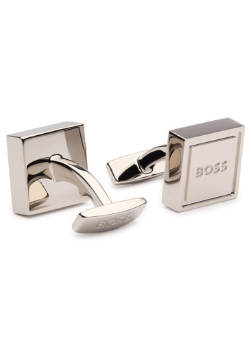 Hugo Boss Boss Logo-engraved Cufflinks In Silver