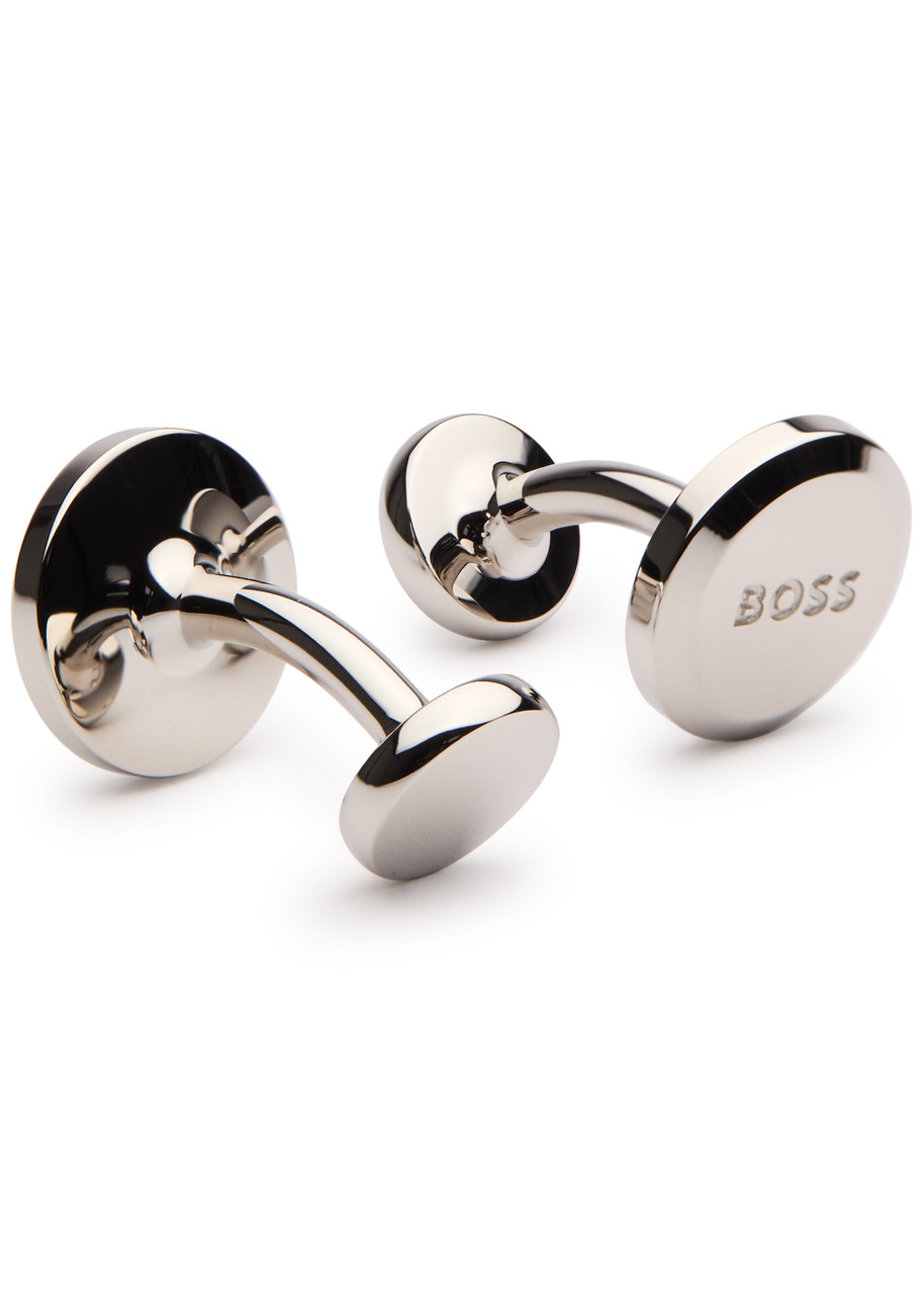 Hugo Boss Boss Logo-engraved Cufflinks In Metallic