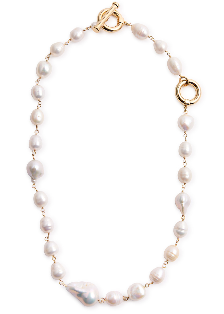 Kenneth Jay Lane Baroque Pearl-embellished Necklace In White