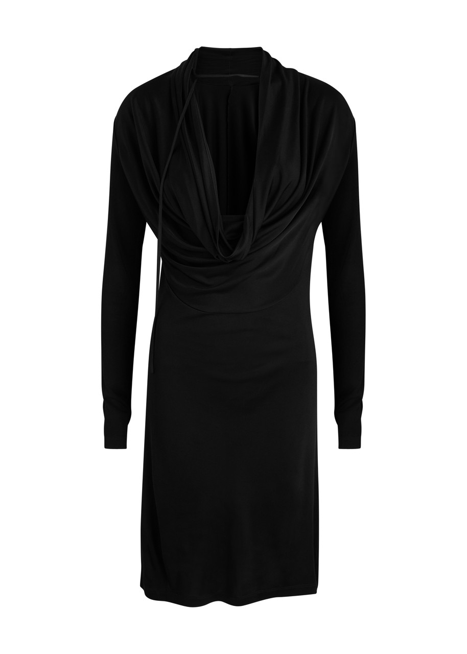Shop Helmut Lang Draped Satin-jersey Dress In Black