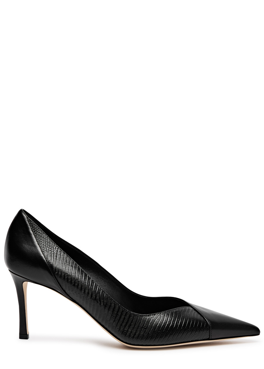 Jimmy Choo Cass 75 Panelled Leather Pumps In Black