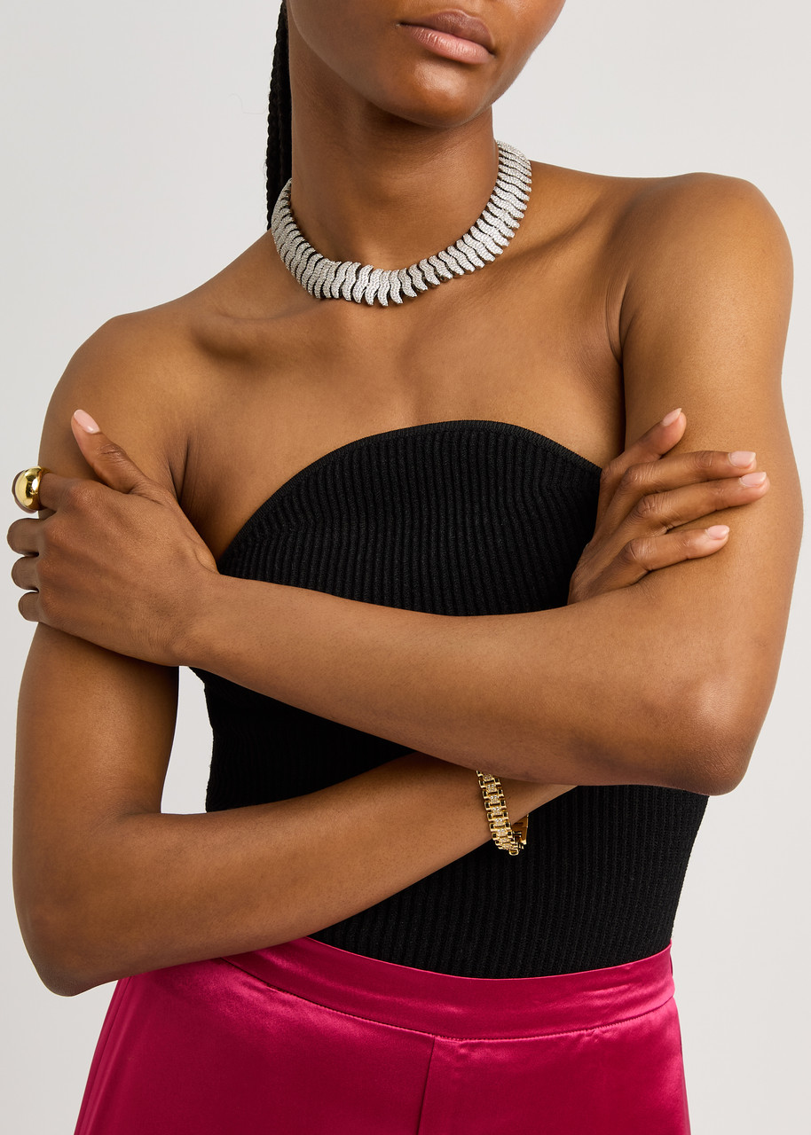 Anisa Sojka The Juliet Crystal-embellished Necklace In Silver