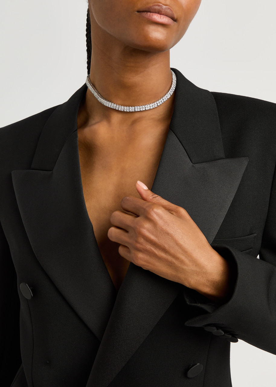 Anisa Sojka The Juliet Crystal-embellished Tennis Necklace In Silver