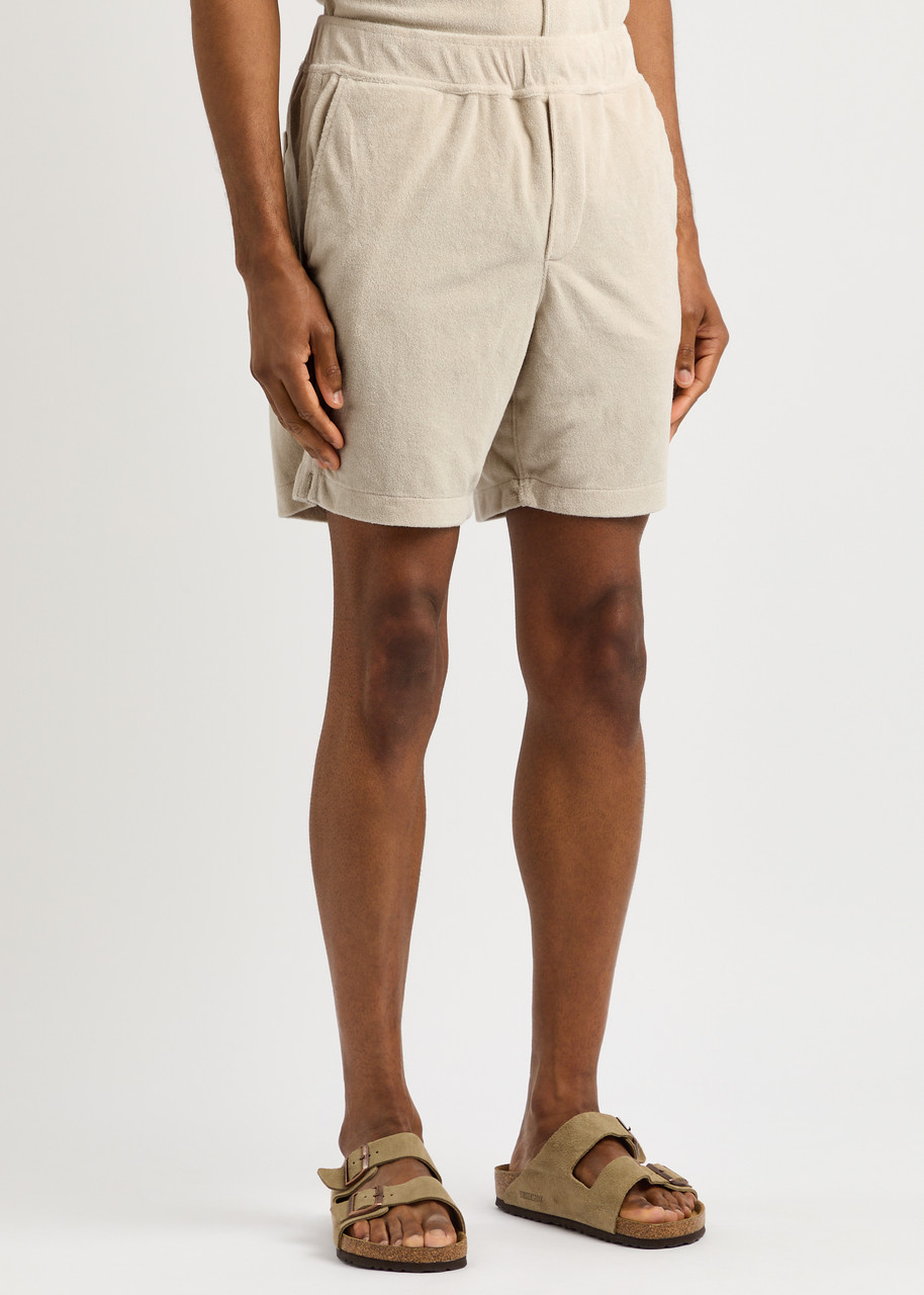 Shop Paige Lee Cotton-blend Terry Shorts In Cream
