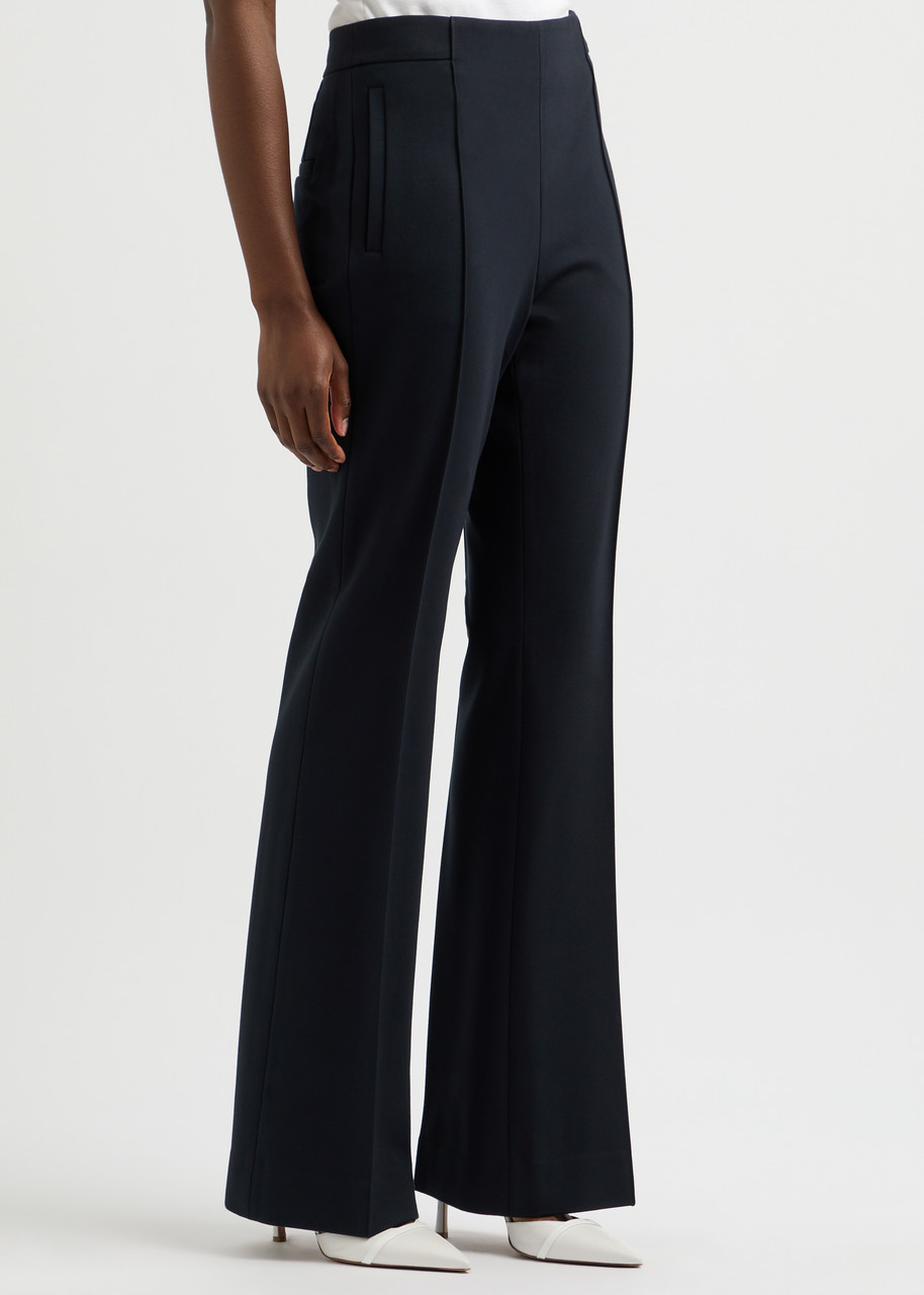 Dorothee Schumacher Flared-leg Stretch-jersey Trousers In Navy