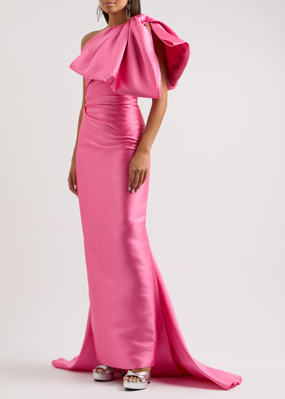 SOLACE LONDON SOLACE LONDON THE PRIYA BOW-EMBELLISHED FAILLE GOWN