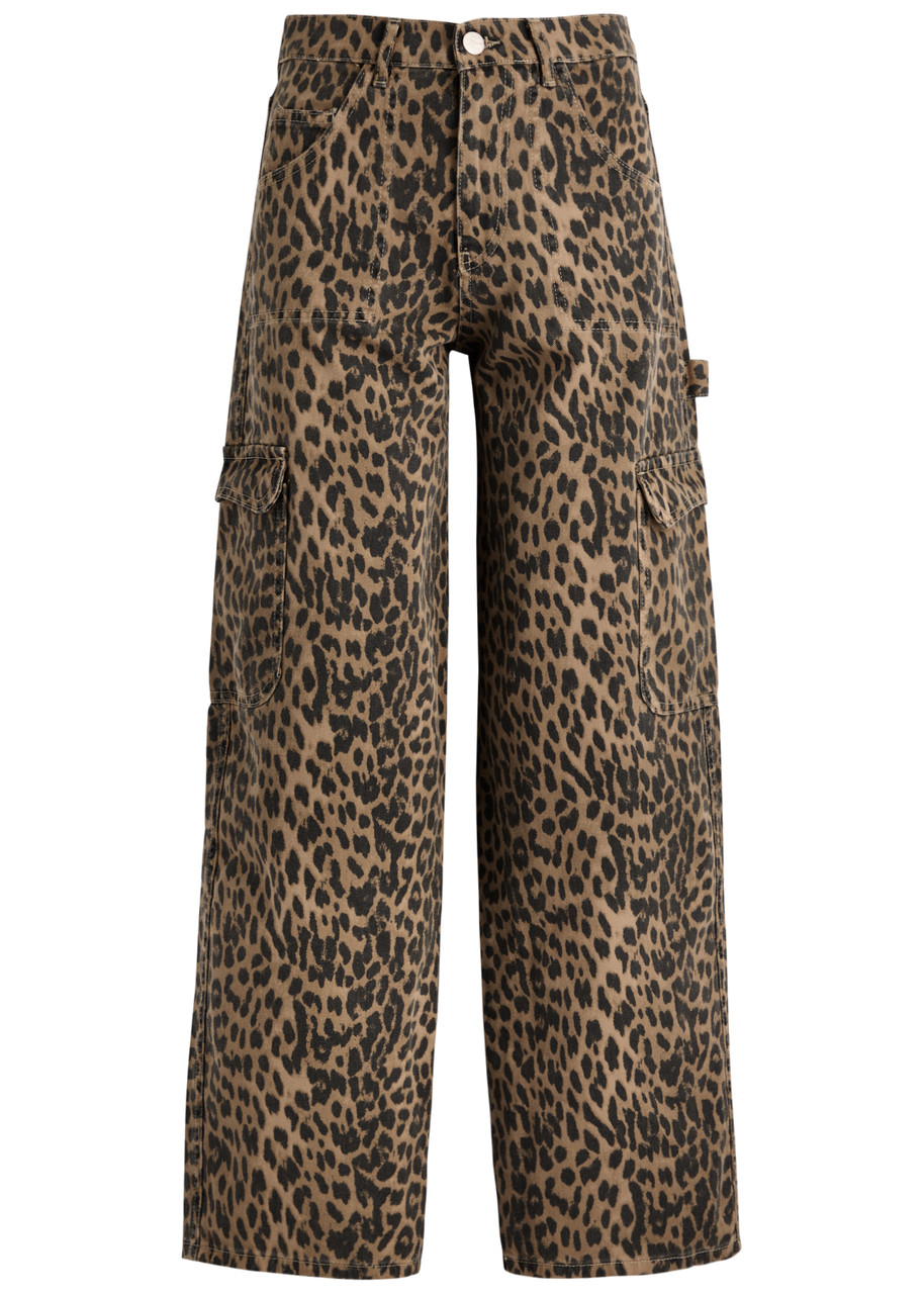 Damson Madder Leopard-print Straight-leg Cargo Jeans In Leopard
