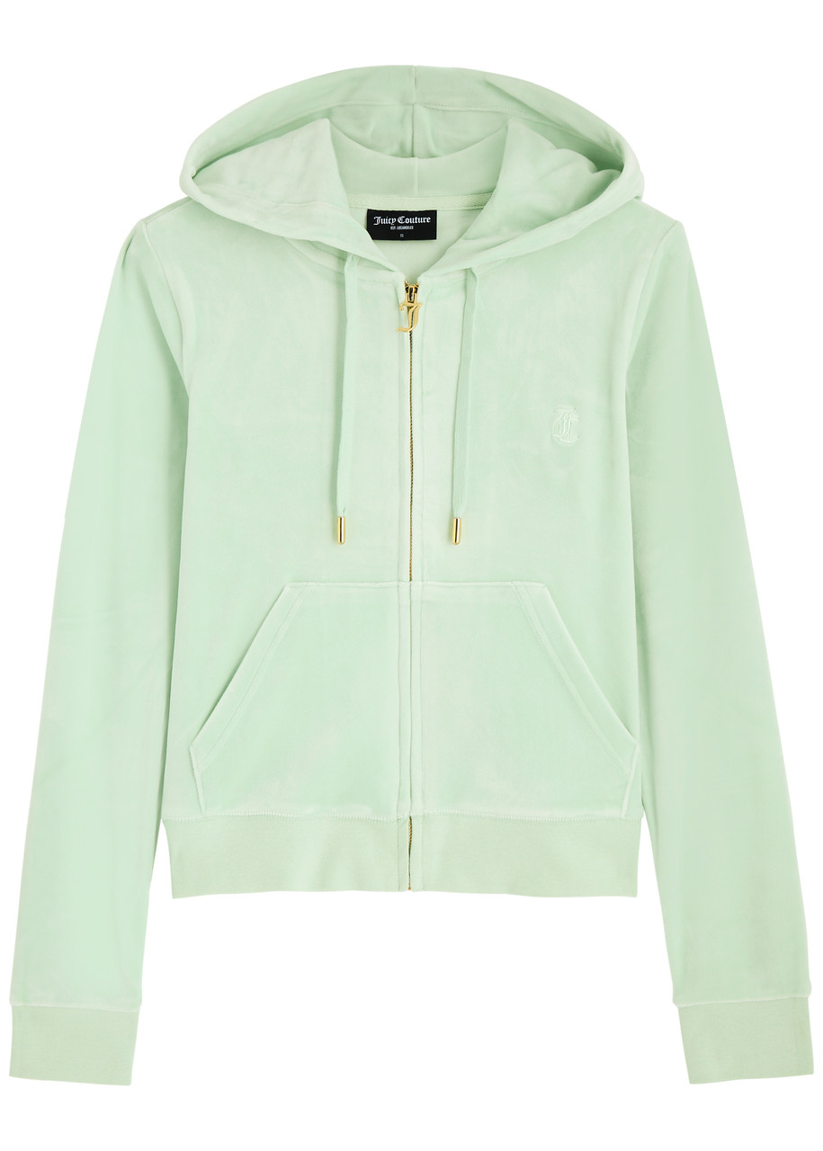 Juicy Couture Robertson Hooded Velour Sweatshirt - Light Green