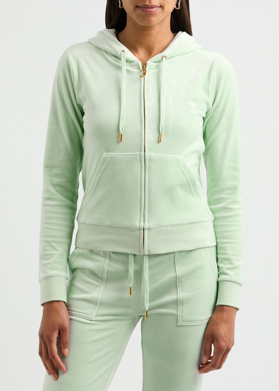 Juicy Couture Robertson Hooded Velour Sweatshirt In Light Green