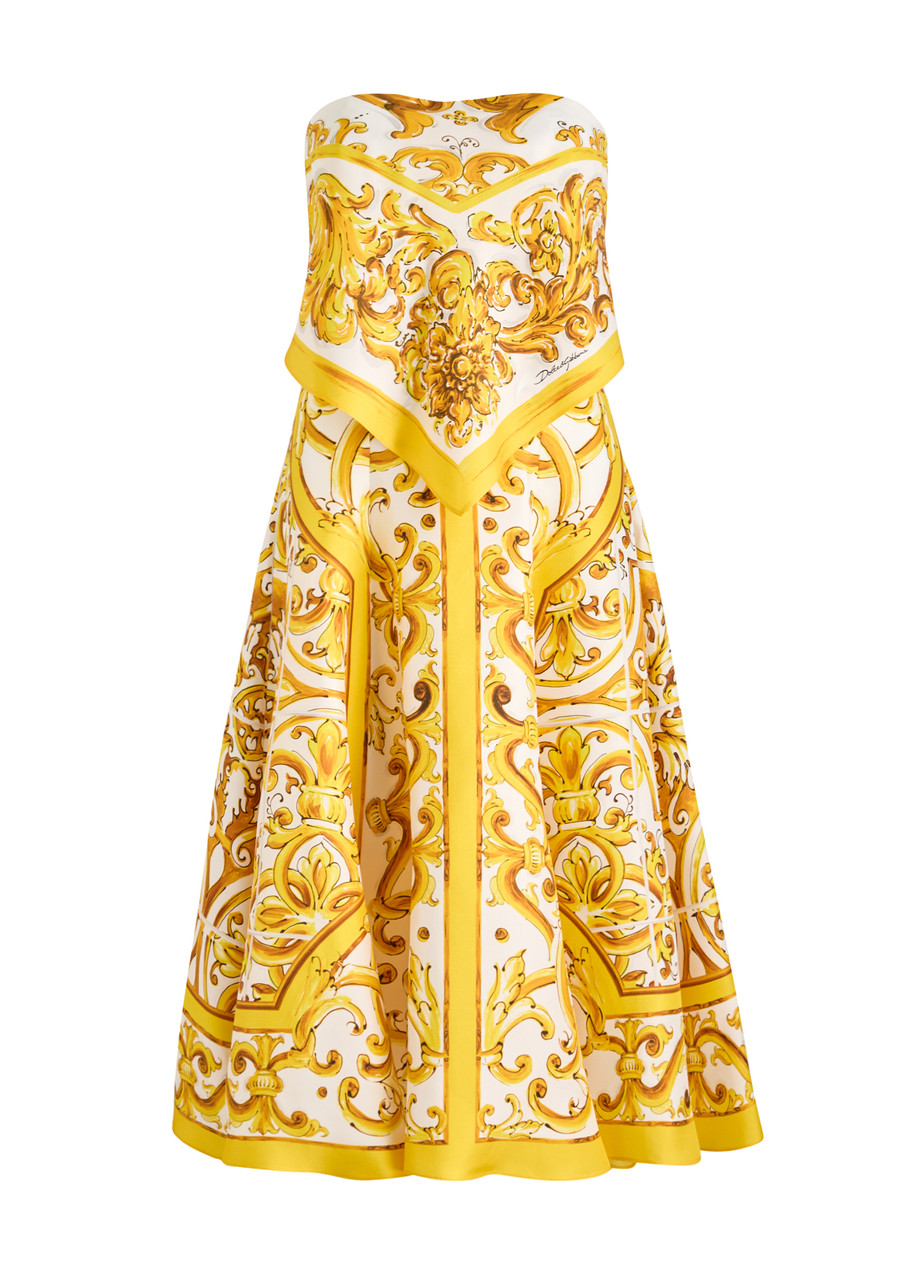 Dolce & Gabbana Printed Silk-satin Midi Dress - Multi Print - 40 (UK8 / S)