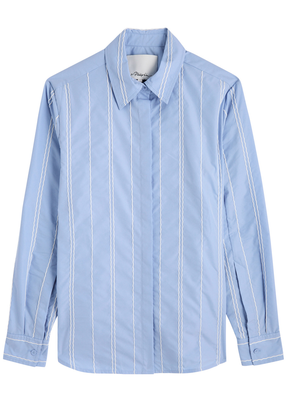 3.1 Phillip Lim Striped Cotton-blend Poplin Shirt - Blue And White - 4 (UK8 / S)
