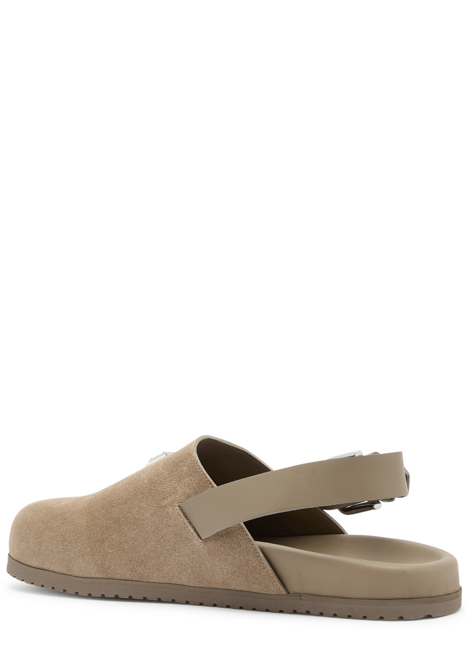 Dolce & Gabbana Clog Suede Sliders In Tan
