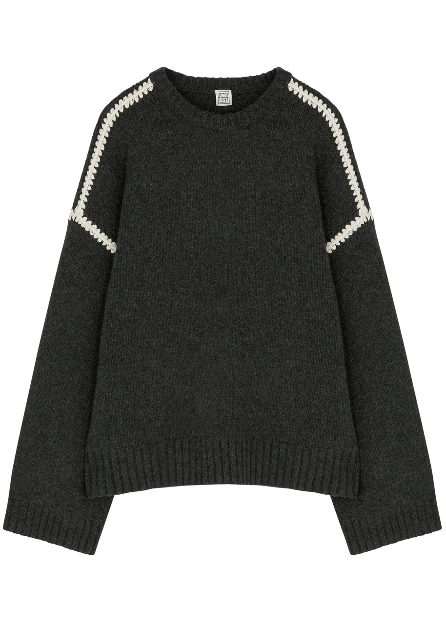 Toteme Whipstitch-trimmed Wool-blend Jumper - Grey - M (UK12 / M)