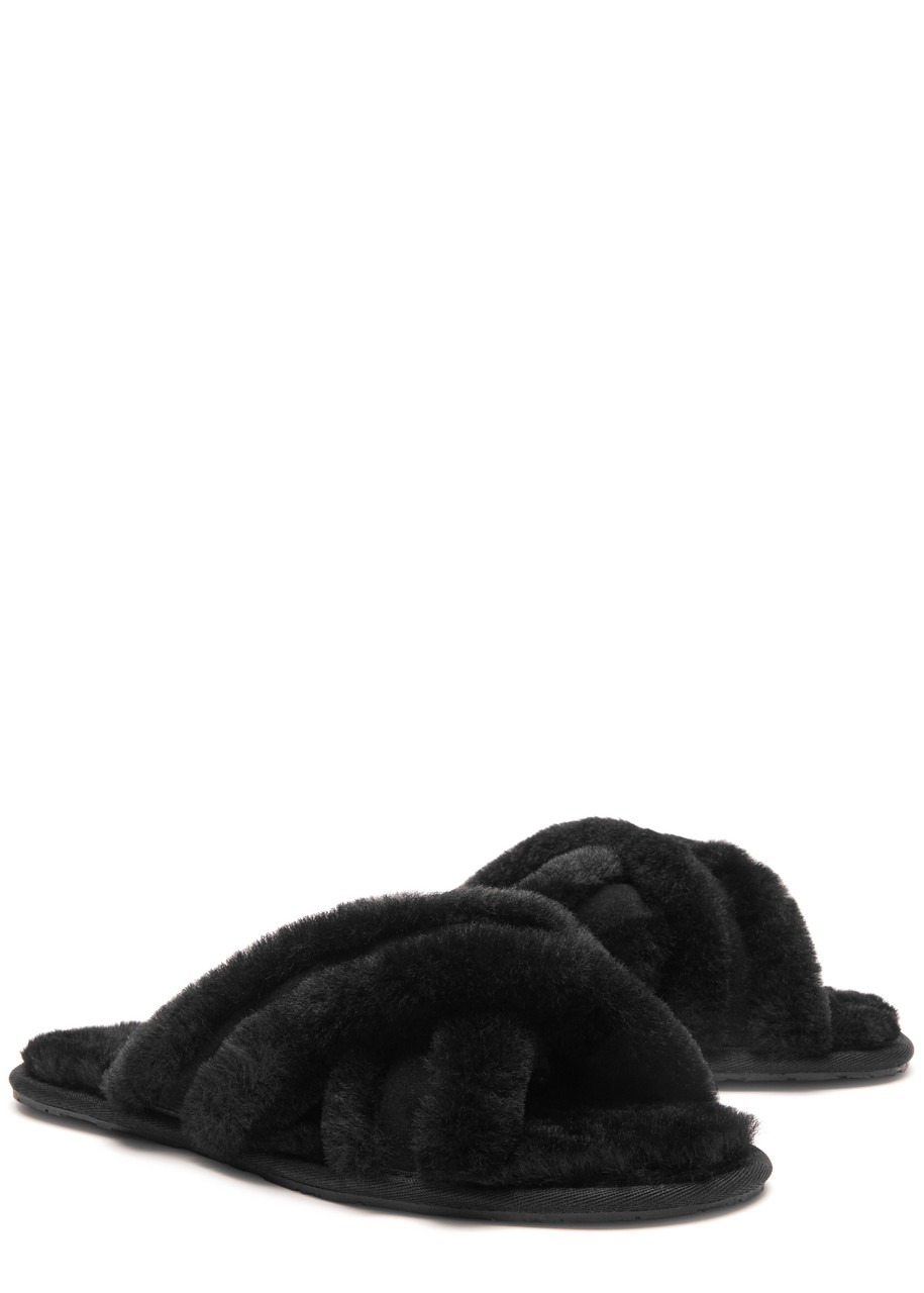 Ugg Scuffita Genuine Shearling Slide Slipper In Black