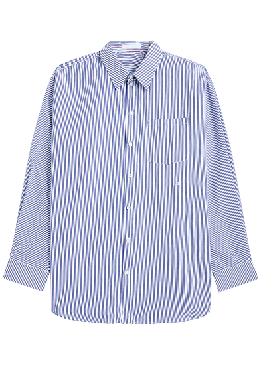 Helmut Lang Striped Cotton-poplin Shirt In Blue