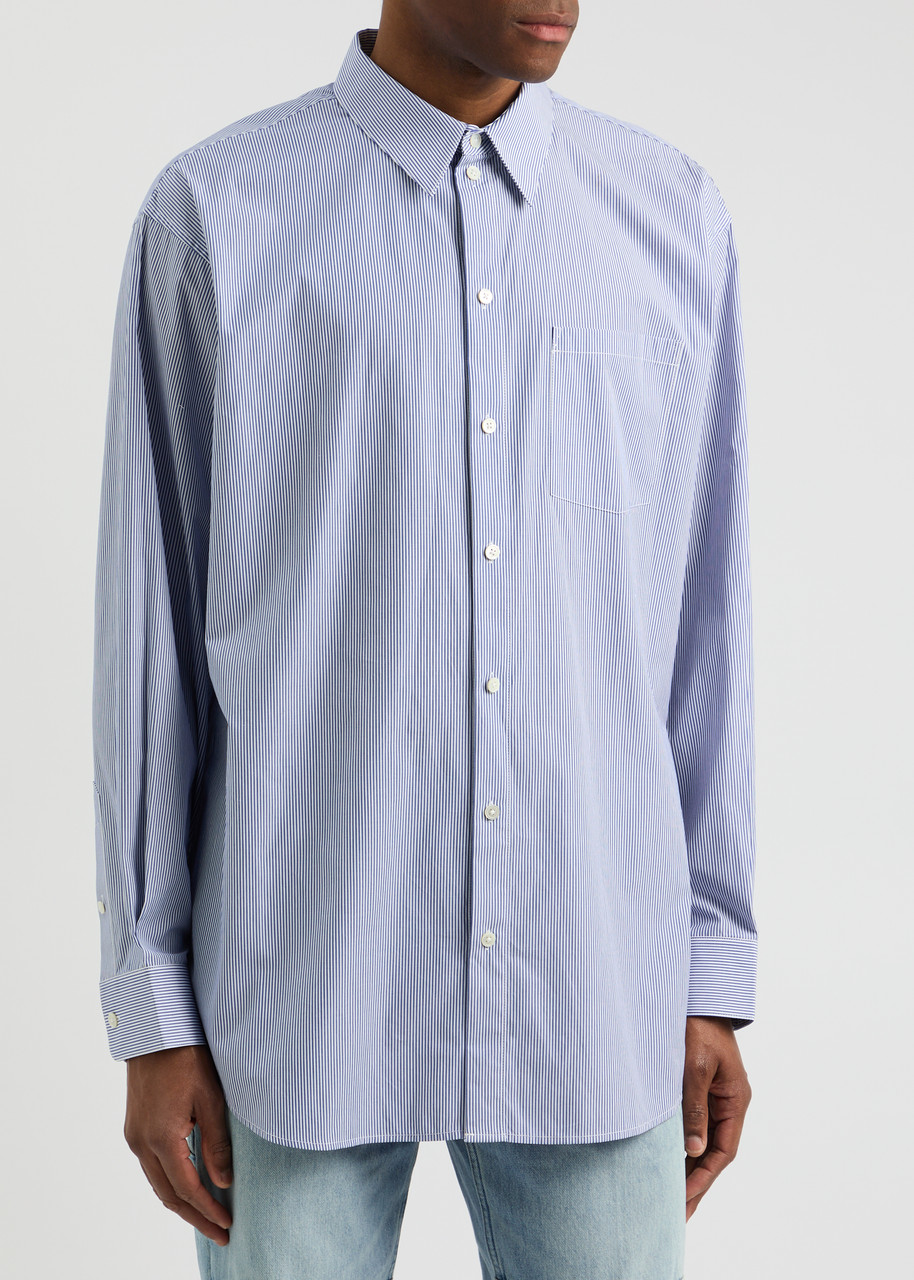 Helmut Lang Striped Cotton-poplin Shirt In Blue