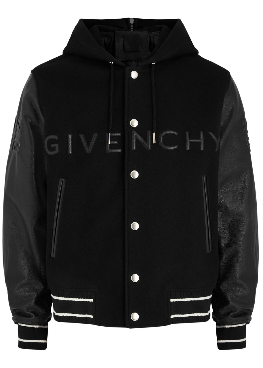 Givenchy Logo Hooded Wool-blend Varsity Jacket - Black - 52 (IT52 / XL) - 52 (IT52 /xl)