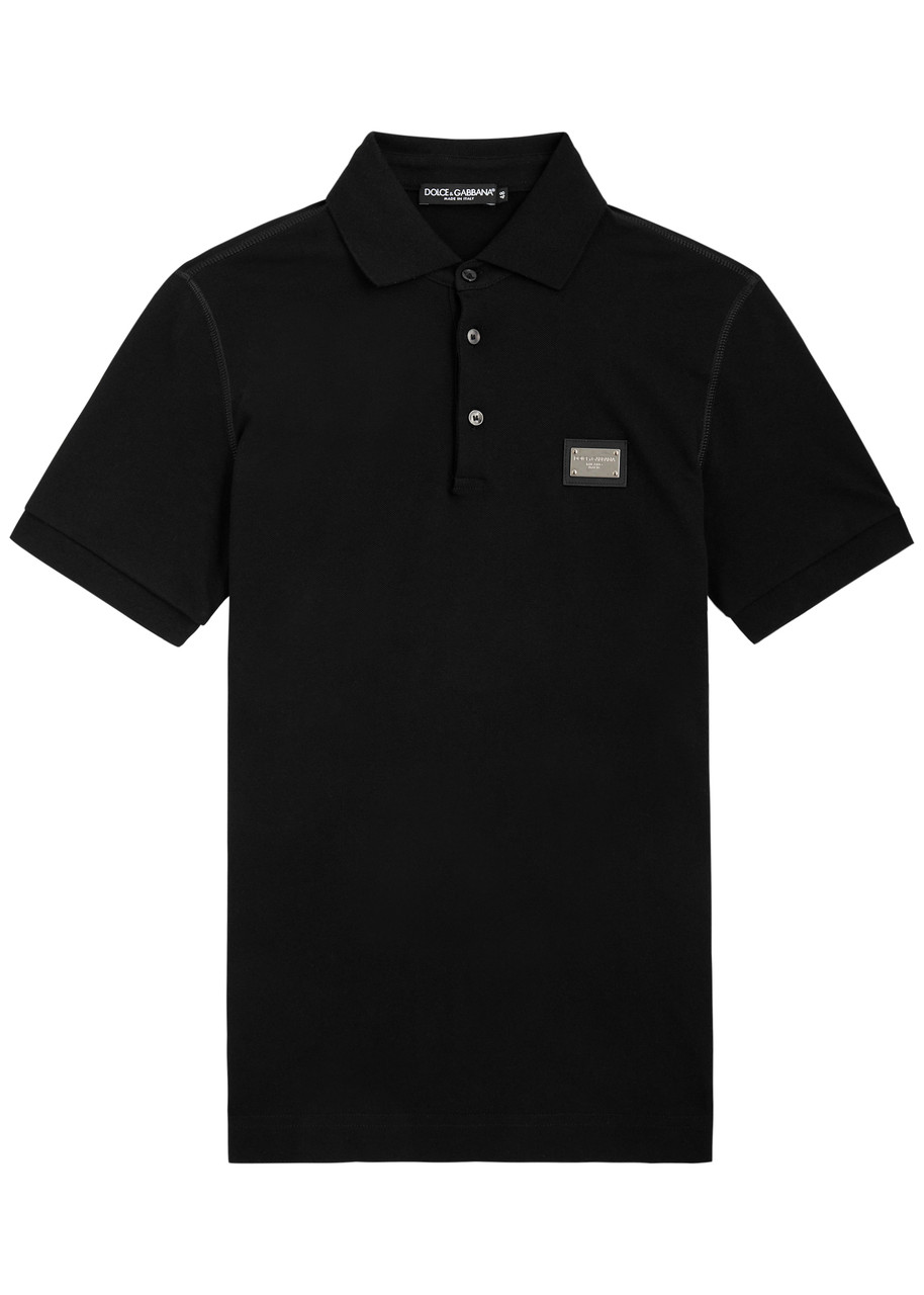 Dolce & Gabbana Logo Piqué Cotton Polo Shirt – Black – 46 (IT46 / S)