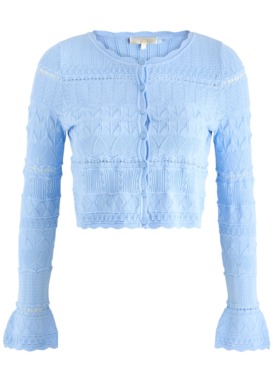 Loveshackfancy Media Pointelle-knit Cardigan - Light Blue - S (UK8-10 / S)