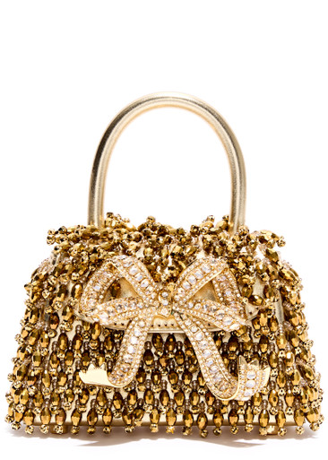 SELF-PORTRAIT Micro embellished leather top handle bag | Harvey