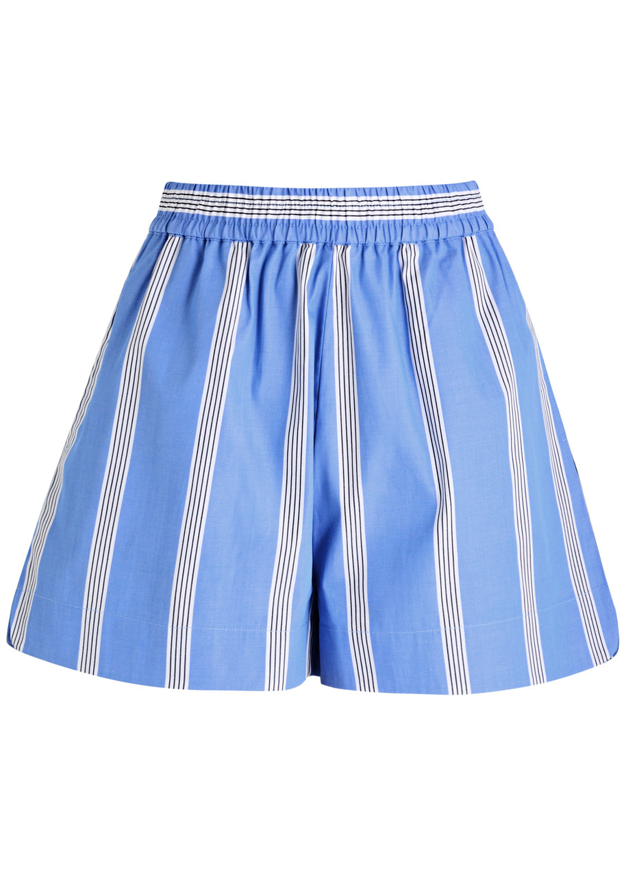 Lmnd Lemonade Chiara Striped Cotton-poplin Shorts - Blue - XS (UK6 / XS) - XS (UK6 /xs)