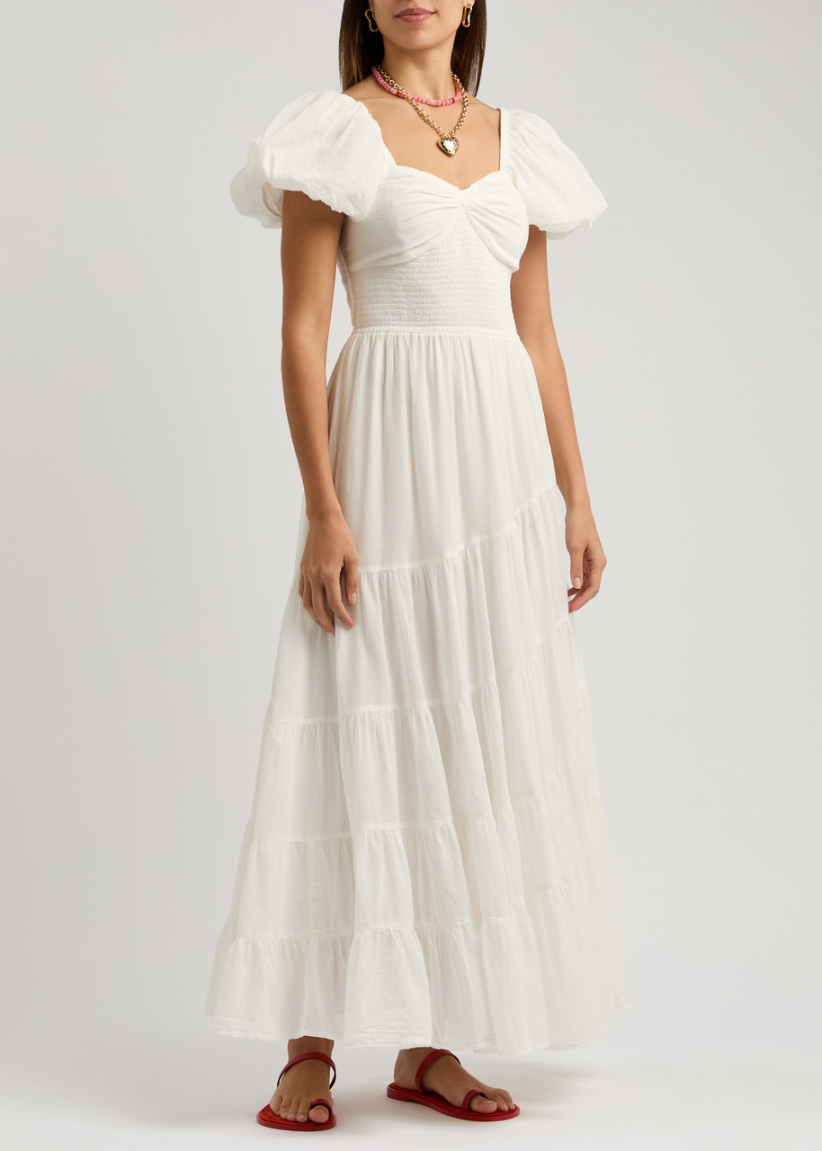 Free People Sundrenched Cotton Maxi Dress In White