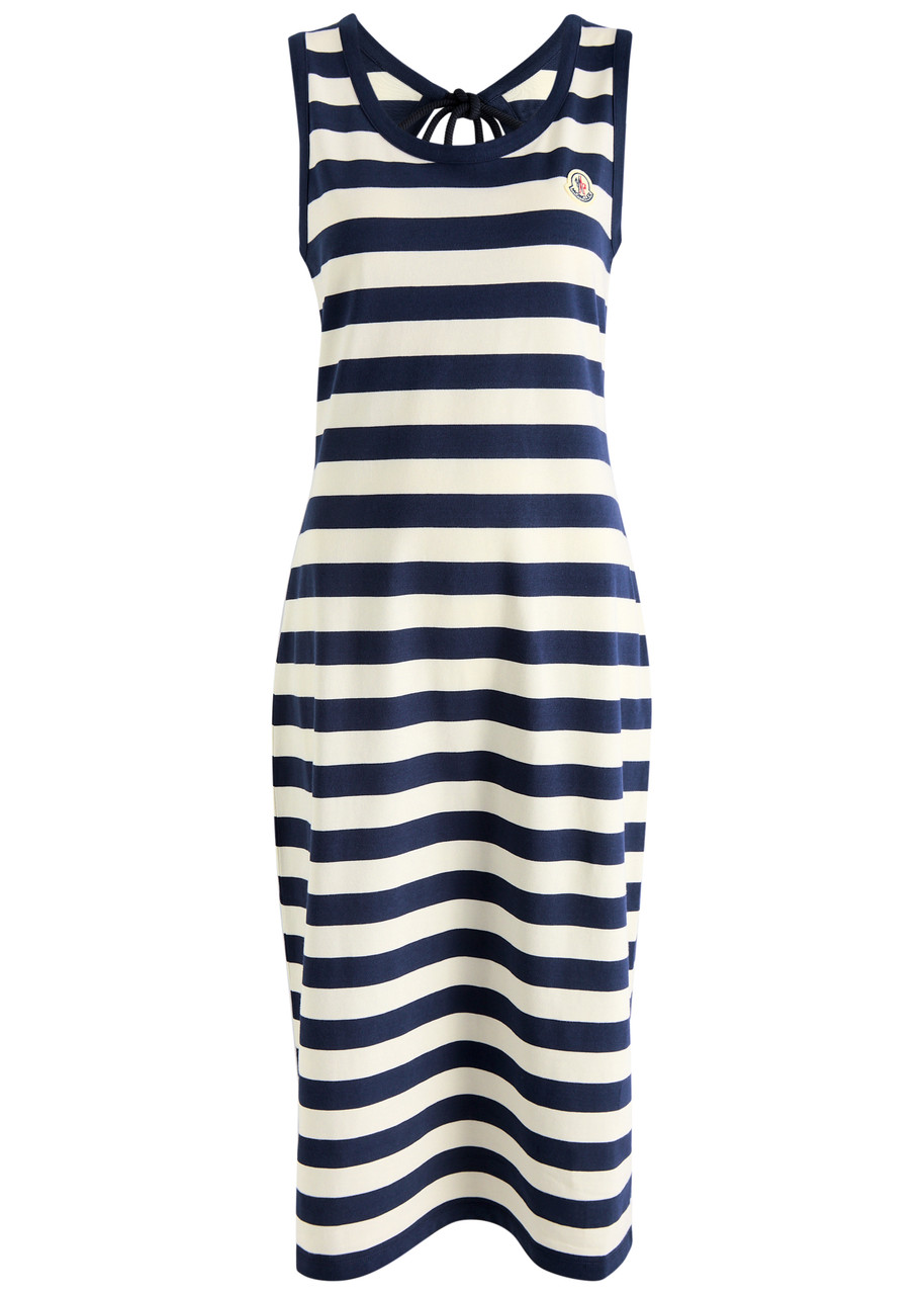 Moncler Striped Cotton Midi Dress - Navy - S (UK 10 / S)