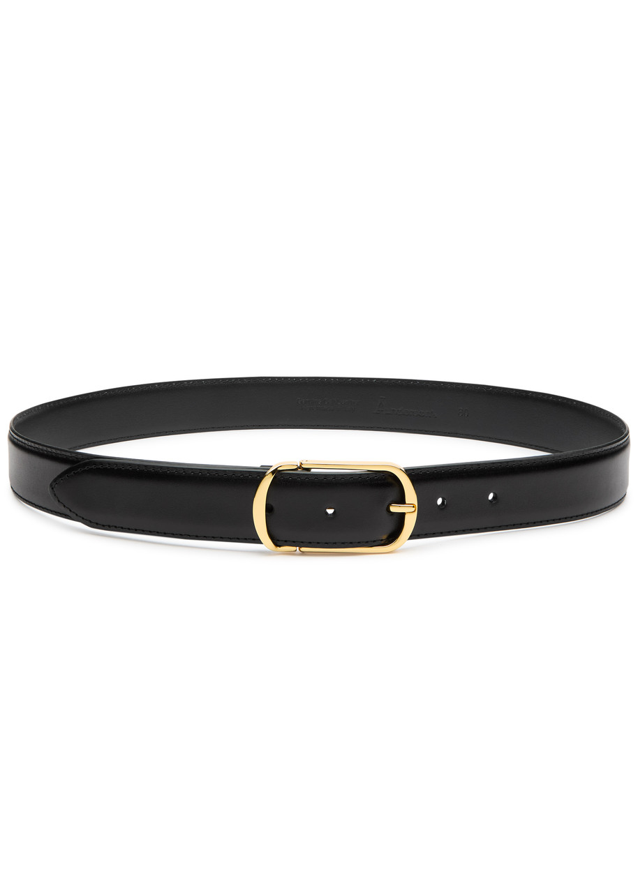 Andersons Belts Glossed Leather Belt In Black