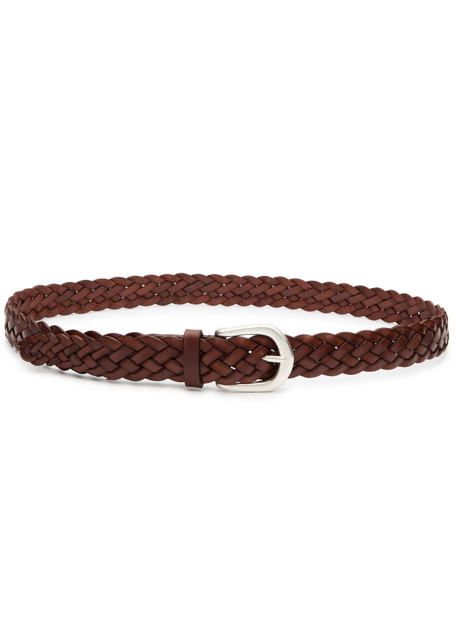Andersons Belts Woven Leather Belt In Brown