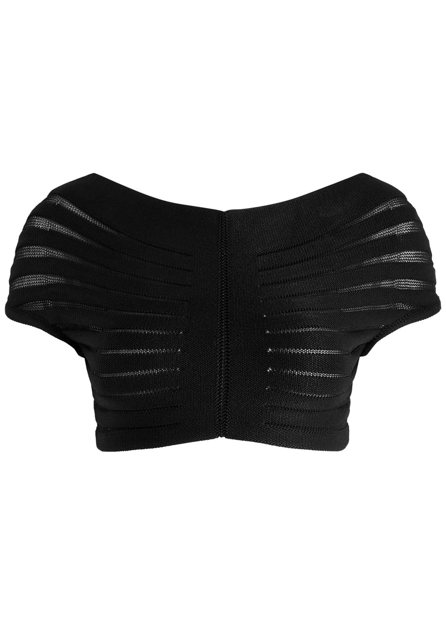 Alaïa Off-the-shoulder Cropped Knitted top - Black - 36 (UK8 / S)