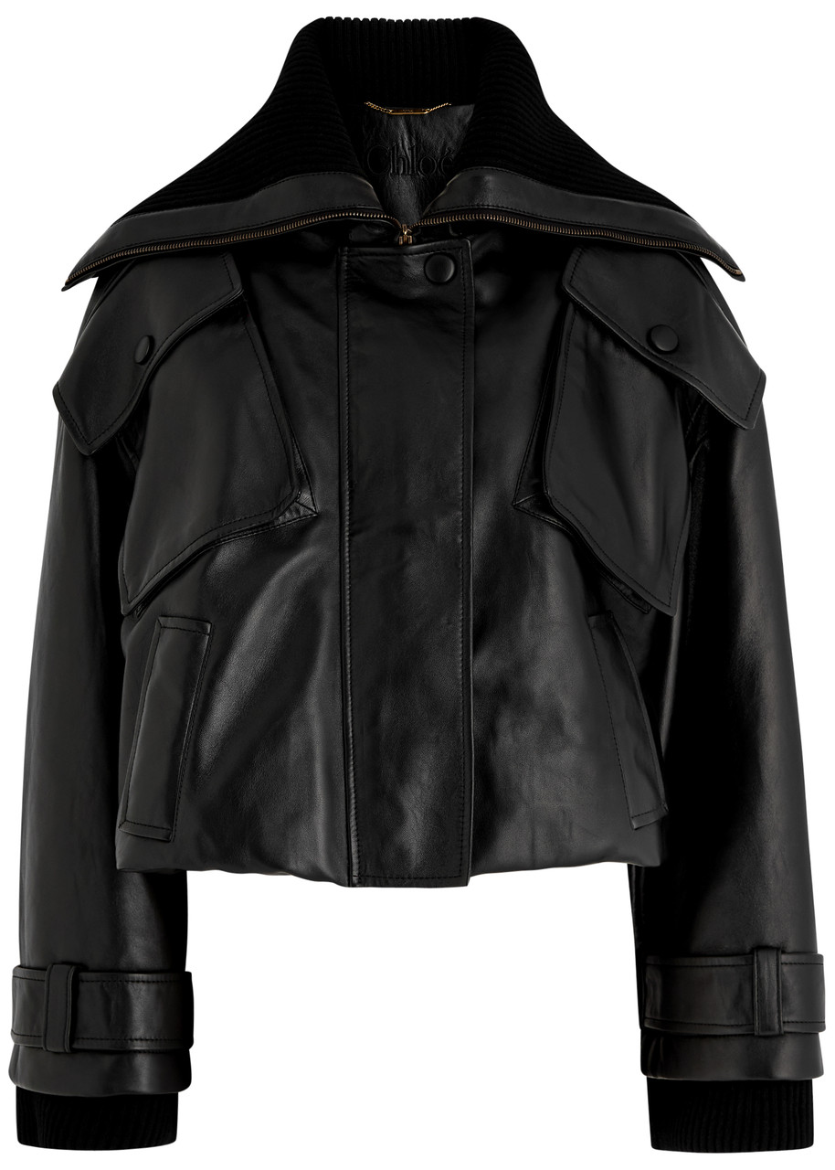 Chloe Oversized Leather Jacket - Black
