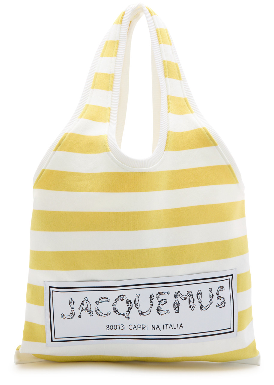 Jacquemus Le Sac Marcel Striped Knitted Tote In Yellow