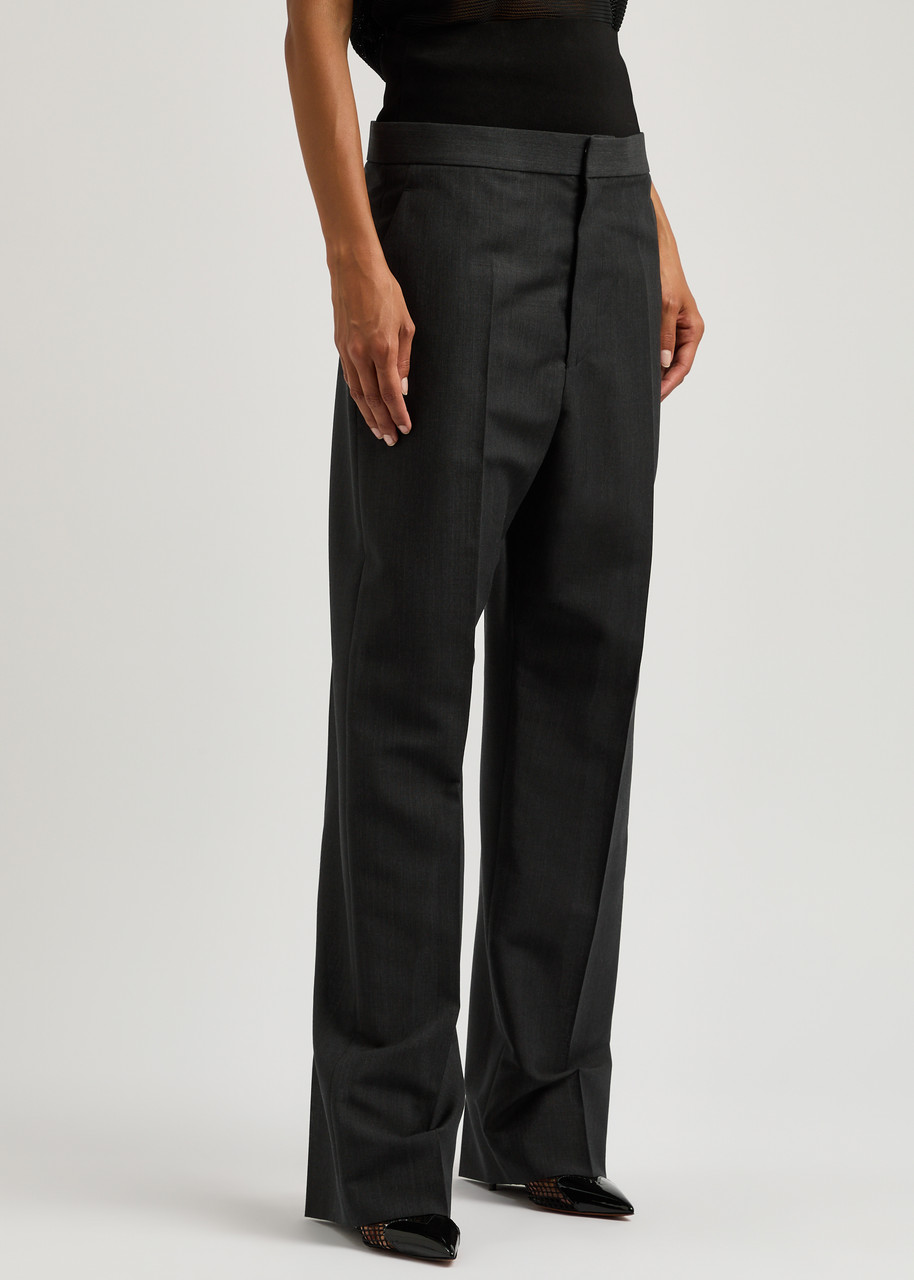 Alaïa Layered Mohair-blend Trousers In Grey