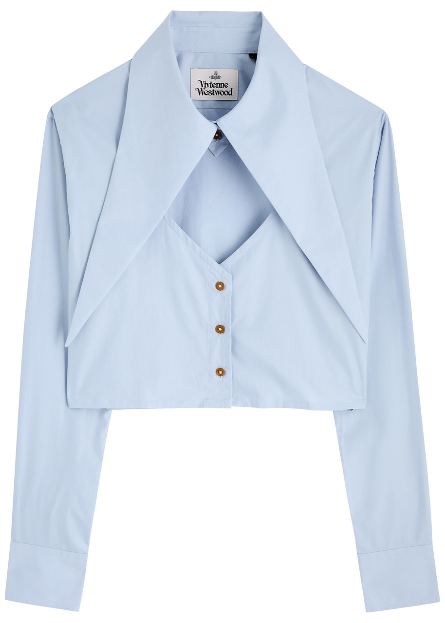 Vivienne Westwood Light Blue With Oversize Collar And Front Cut-out In Cotton Woman In Light Blue