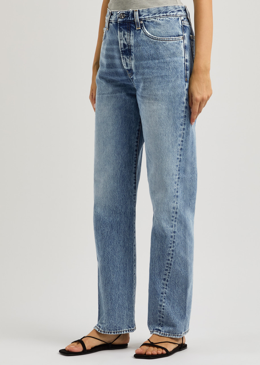 Totême Toteme Twisted Seam High Waist Straight Leg Jeans In Denim