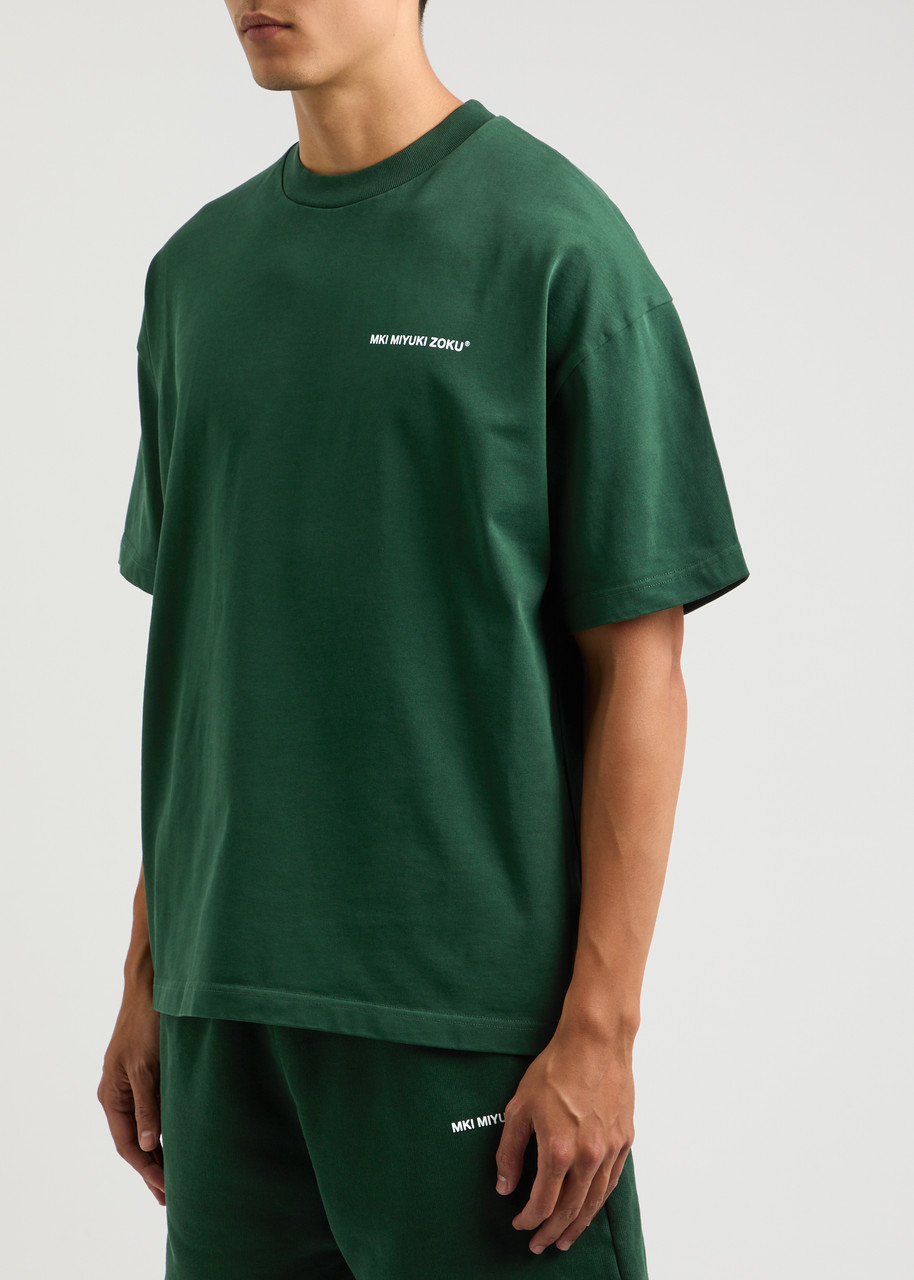 Mki Miyuki Zoku Uniform Branded-print Cotton-jersey T-shirt In Green