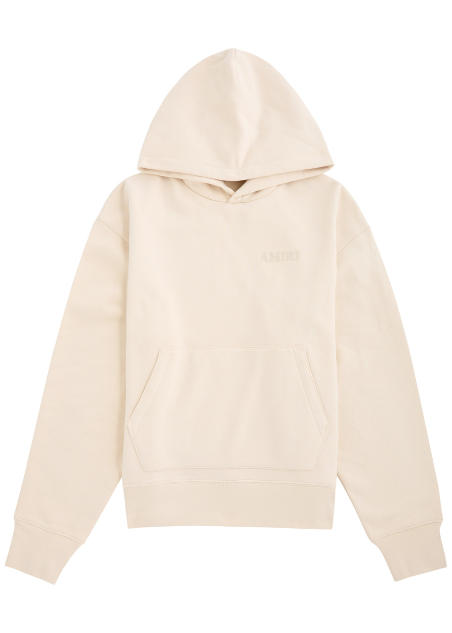 Amiri Logo Hooded Cotton Sweatshirt In Cream