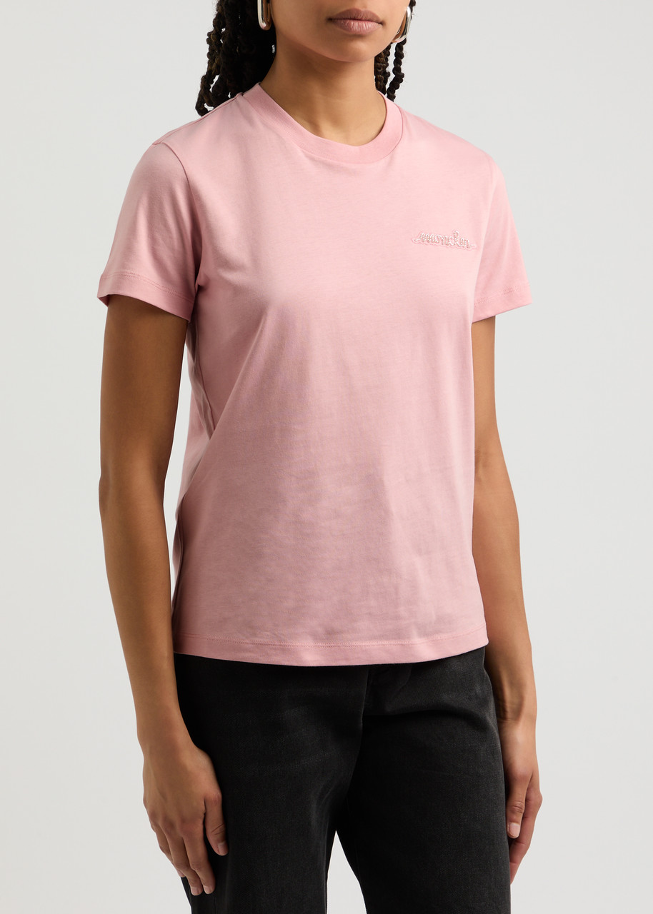 Moncler Logo Cotton T-shirt In Pink