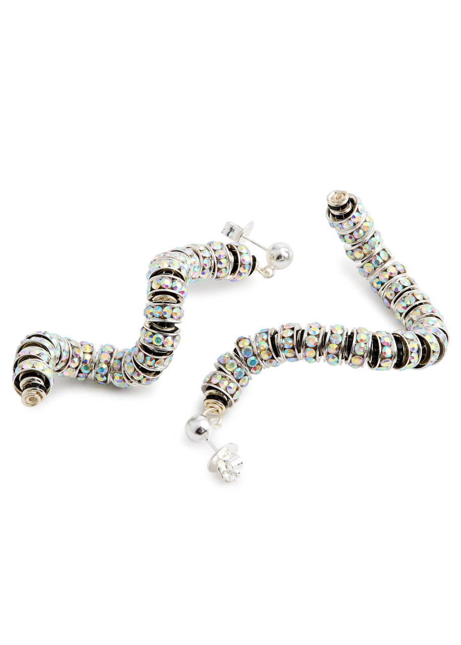  Pearl Octopuss.y Viper Crystal-embellished Silver-plated Drop Earrings - Black And Silver - One Size 